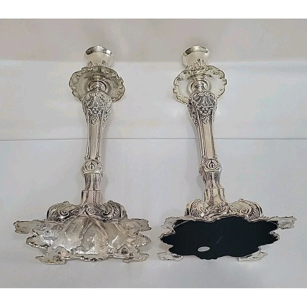 2 Vintage Godinger BAROQUE Style Ornate Silver-Plated 11.5